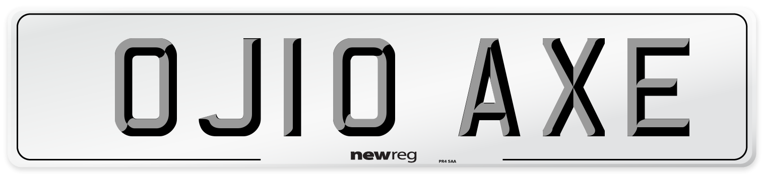 OJ10 AXE Number Plate from New Reg